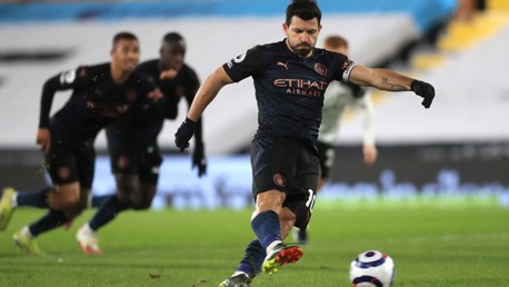 CAPTAIN FANTASTIC: Aguero scores clinically from the penalty spot after Torres was fouled.