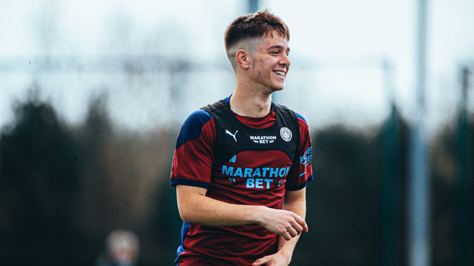 JOVIAL JAMES: James McAtee shows off his pearly whites