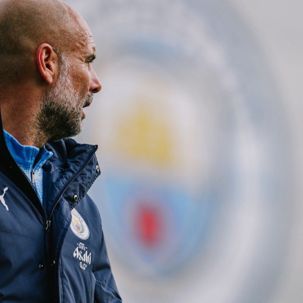 THE BOSS: Pep Guardiola watches over proceedings.