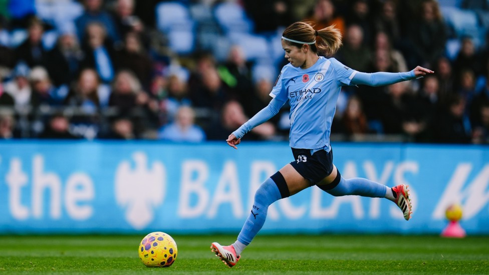 IN POSSESSION: Yui Hasegawa prepares to release the ball