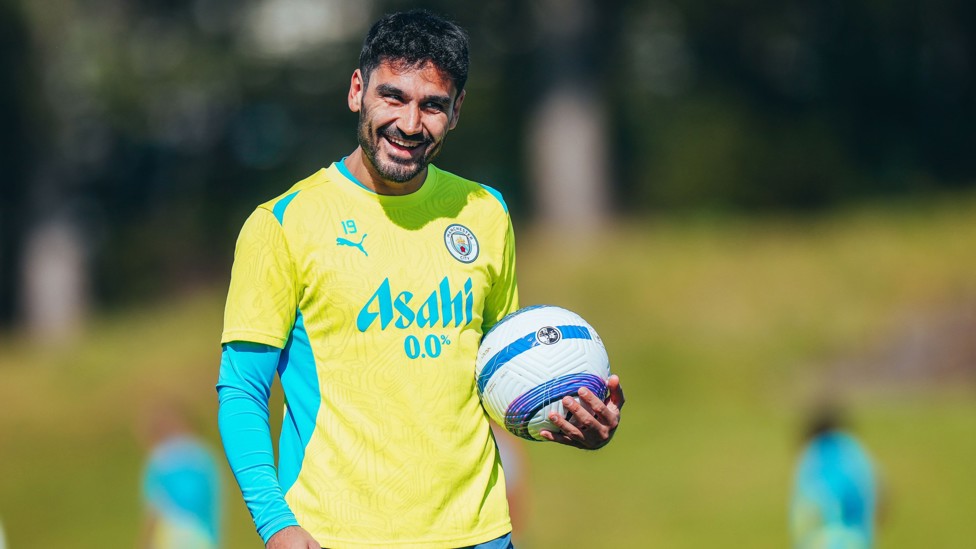 READY TO TRAIN : Ilkay Gundogan takes to the CFA training pitches.