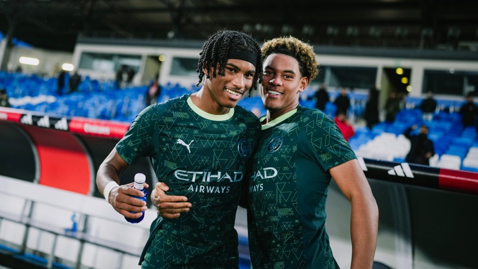 CLASS : Reigan Heskey and Floyd Samba all smiles after that top performance.