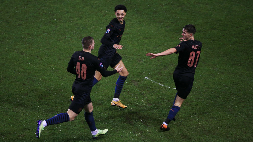 ALL SMILES: City celebrate after Liam Delap's opener