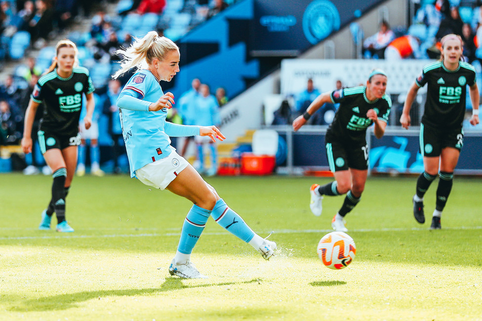 MARCH TO VICTORY : Greenwood plays a crucial role in our opening win of the 2022/23 season against Leicester – which sparks a nine game winning streak