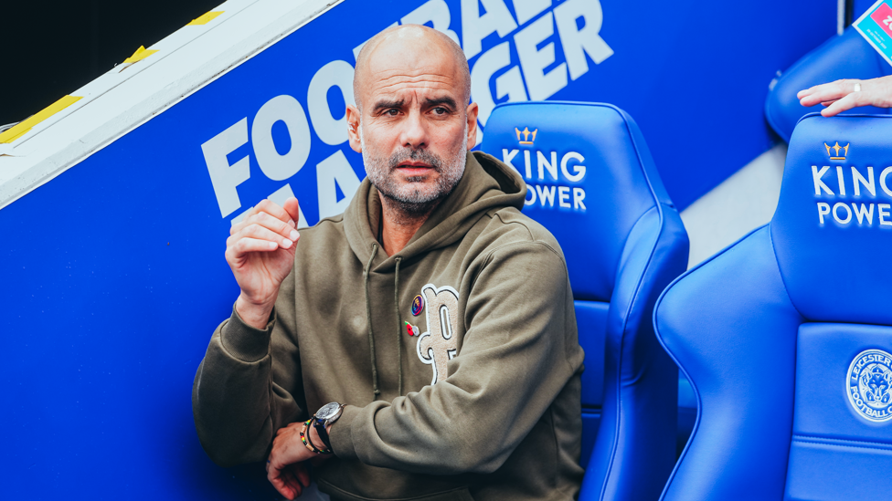 THE BOSS : Pep Guardiola scopes out his surroundings