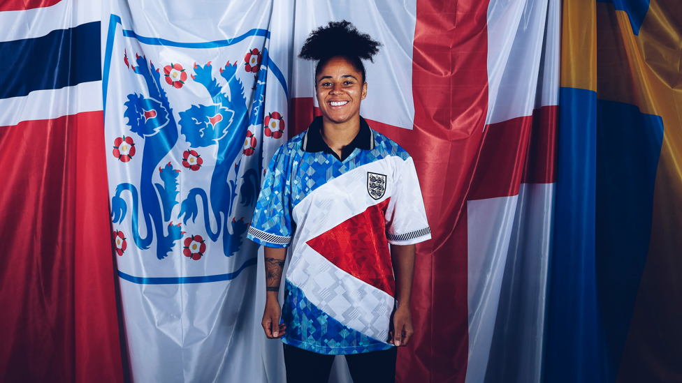 FLYING THE FLAG: Demi Stokes gets in the big tournament mood!