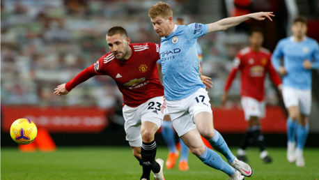 MIDDLE MARCH@ Kevin De Bruyne challenges Luke Shaw
