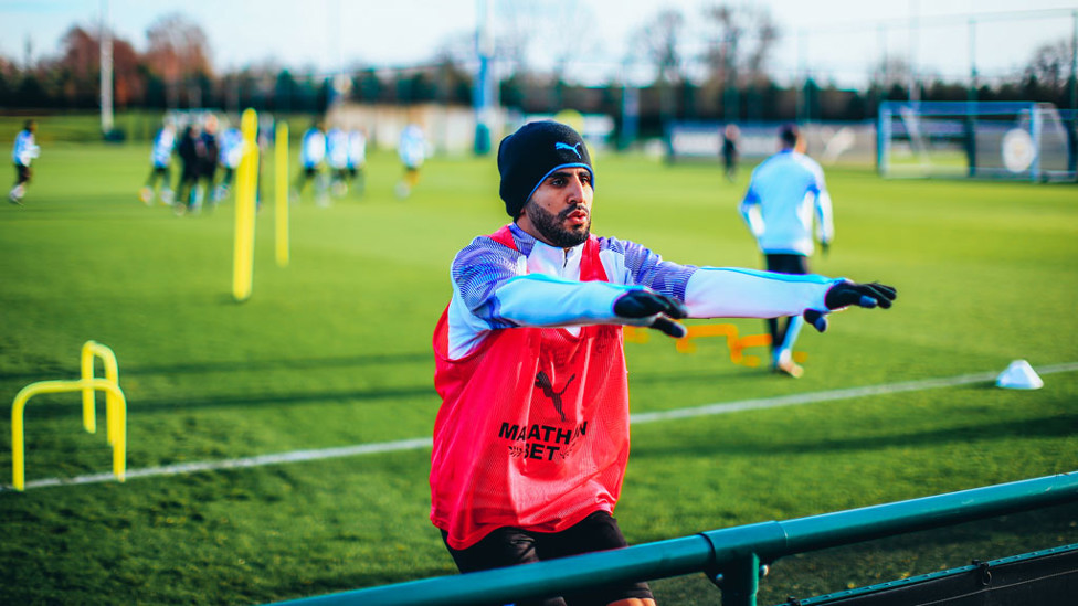 GET LOOSE : Mahrez goes through his rigorous routines.