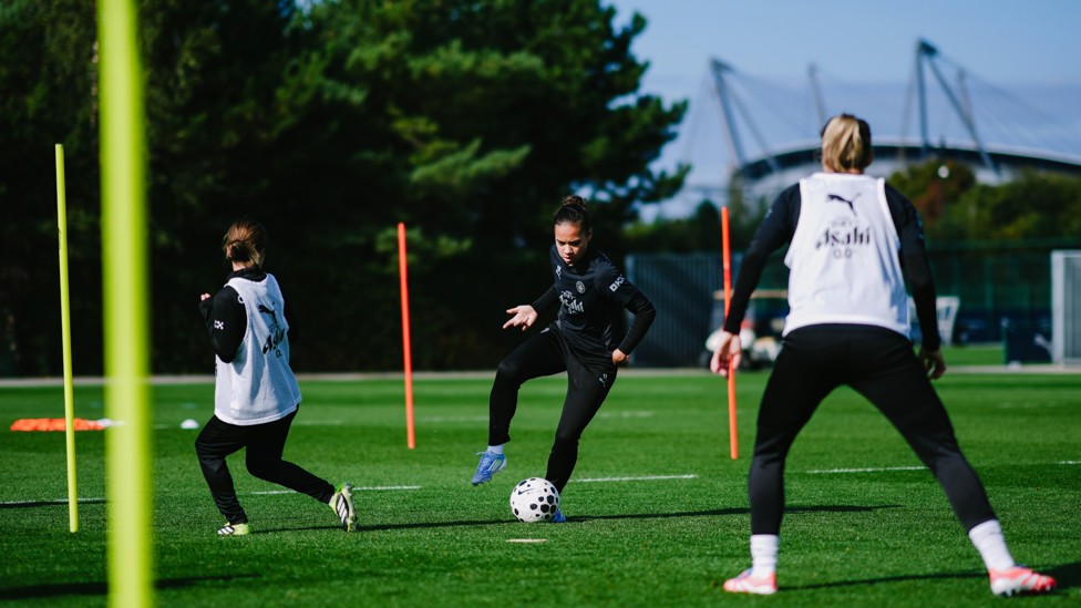 ETIHAD'S SHADOW : The stadium looms large in the background