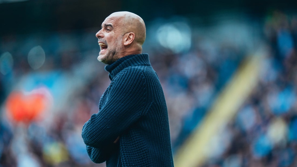 PEP TALK: Guardiola instructing from the sideline