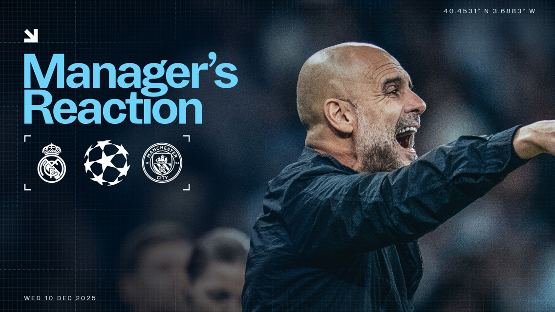 Image featuring a manager reacting during a UEFA Champions League match between Real Madrid and Manchester City on Wed 10 Dec 2025.