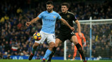AGUERO: The Argentinian in action during the second half.