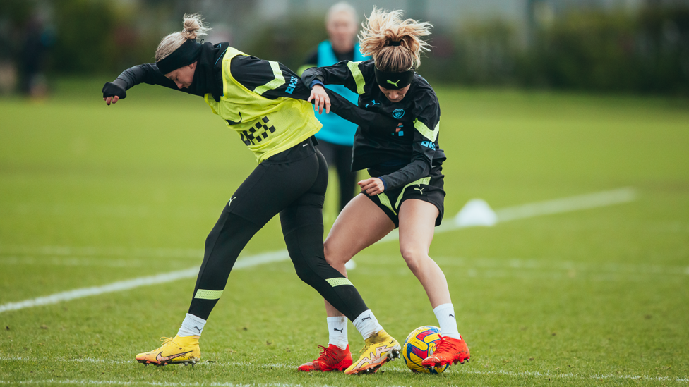 DEFENSIVE DUO : Alanna Kennedy and Laia Aleixandri giving their all
