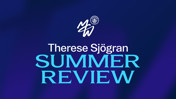 Design with the text 'Therese Sjögran Summer Review' in blue and white on a dark gradient background with Manchester City logo and initials.