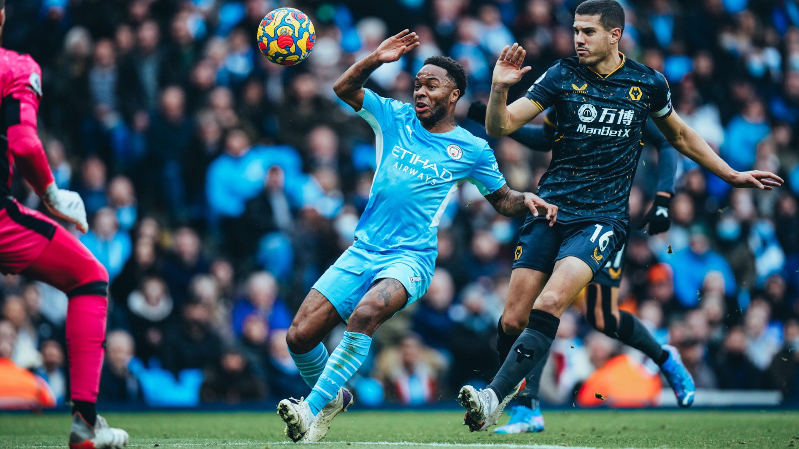 TONDERFUL: Raheem Sterling in the thick of the action