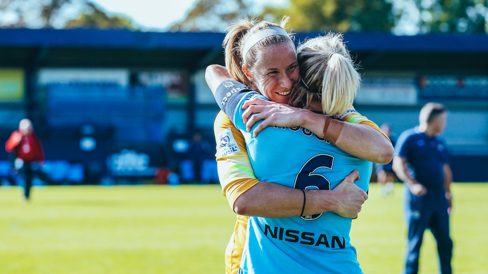 LEADING THE WAY : Celebrating our first trophy success with skipper Steph Houghton