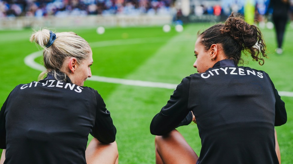 CATCHING UP  : Laura Coombs and Iman Beney share a few words in between sessions.