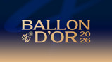 A graphic with the text 'Ballon d'Or 2026' featuring a signature and the Manchester City logo on a blue and gold gradient background.