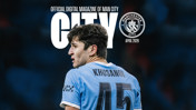 Cover of Manchester City's official digital magazine showing a player wearing a Man City jersey with 'KHUSANOV' and number 45, alongside the Manchester City logo and text 'April 2026'.