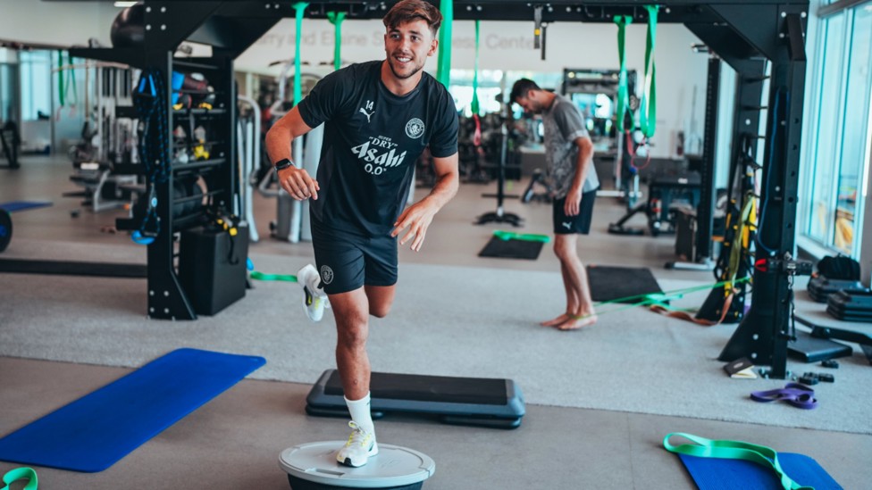 BALANCING ACT: Nico works on some core body skills.