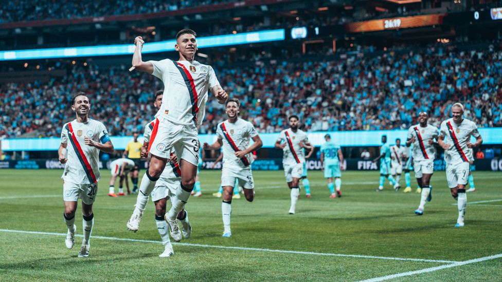 JUMPING FOR JOY  : The Argentine celebrates. 