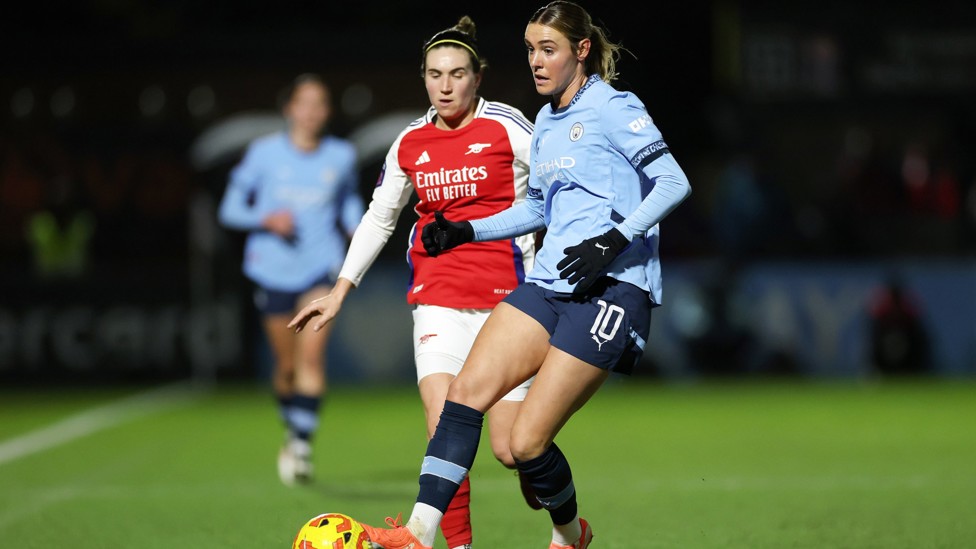 GUNNING : The midfielder helped City earn a dramatic late win at Meadow Park to reach the League Cup final in February 2025