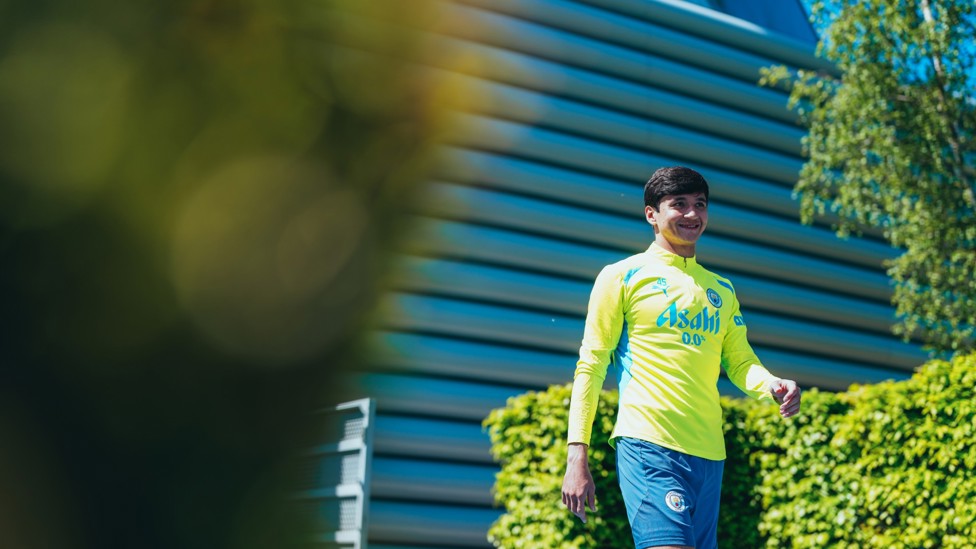 GETTING READY : Abdukodir Khusanov makes his way out for the session