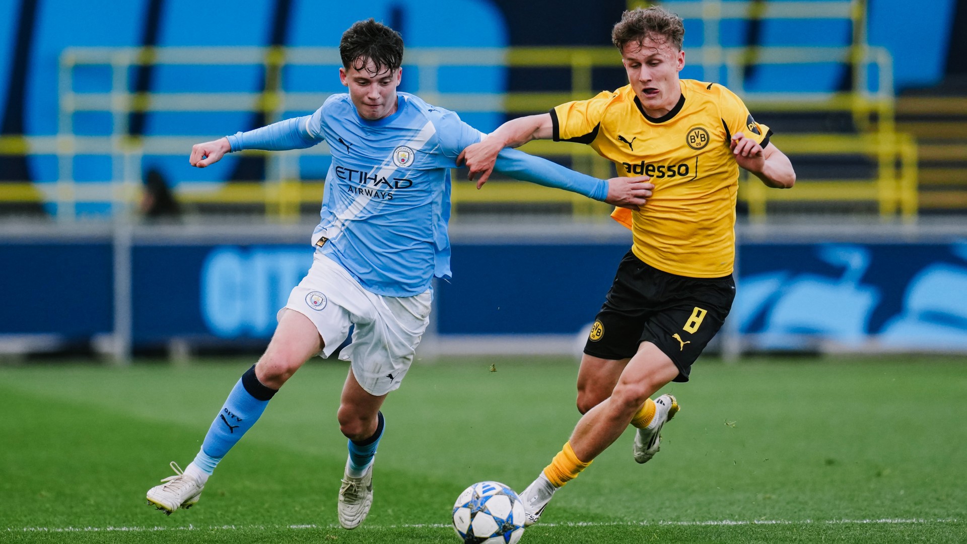 BATTLED HARD : Kian Noble puts in a shift in City's backline. 