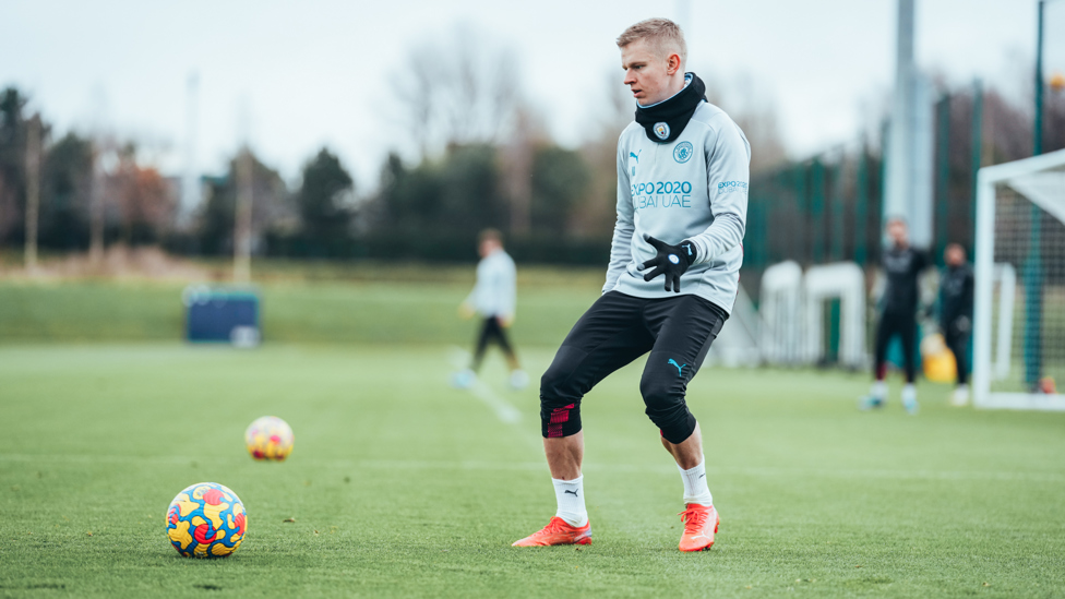 ON THE BALL : Oleks Zinchenko brings the ball under his spell.