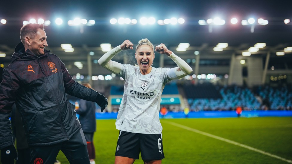 BIG DUB  : Houghton celebrates our win and Continental Cup quarter-final qualification following full-time.
