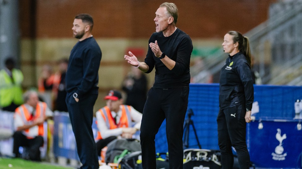 BOSSING IT : Andrée Jeglertz shouts encouragement from the sidelines