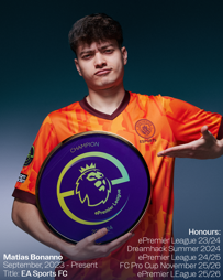 A person in a Manchester City Esports jersey holds an ePremier League champion trophy. Text includes honours and achievements in esports.