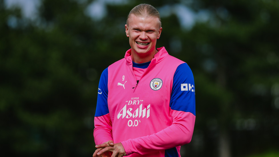 ALL SMILES  : Erling Haaland in fine spirits. 