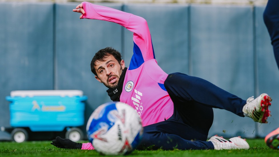 AT FULL STRETCH: Bernardo Silva is a study in commitment.