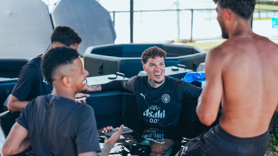 COOL DOWN : The players enjoy a well earned rest