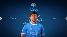 Graphic featuring a man in a Manchester City kit, with 'Nico,' 'Thank You,' and the Manchester City logo.
