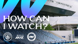 Graphic displaying 'How Can I Watch?' for a match between Manchester City and Brighton & Hove Albion in the Barclays Women's Super League, featuring logos and a stadium background.
