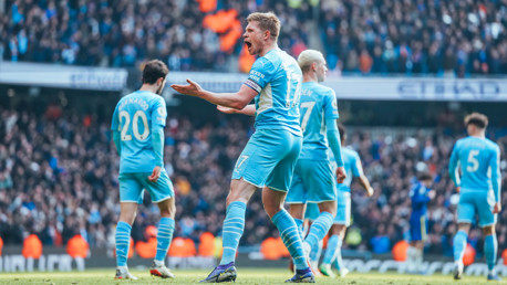 COME ON: De Bruyne is delighted with his goal!
