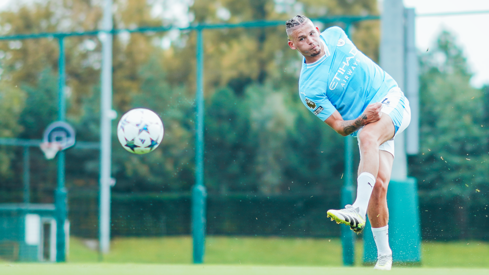 STRIKE : Kalvin Phillips has a shot on goal