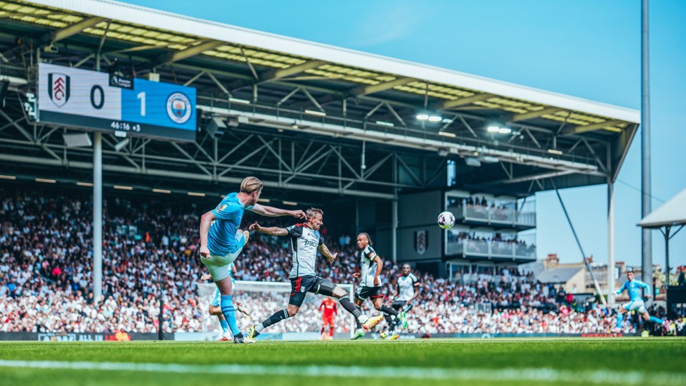 MIDFIELD MAESTRO : De Bruyne orchestrating another attack in search of a second.