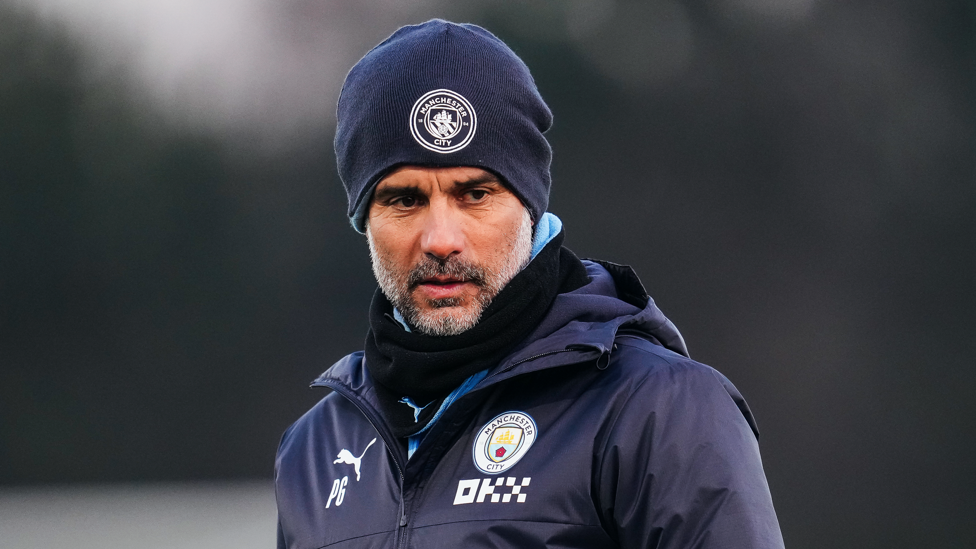 THE BOSS : Pep Guardiola watches on