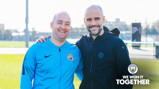 DOUBLE DELIGHT: It proved to be a wonderful weekend for Pep Guardiola and Nick Cushing