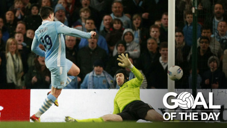 CHIP TO GLORY: Nasri sets City to victory in a pivotal match in the 2012 Premier League title race