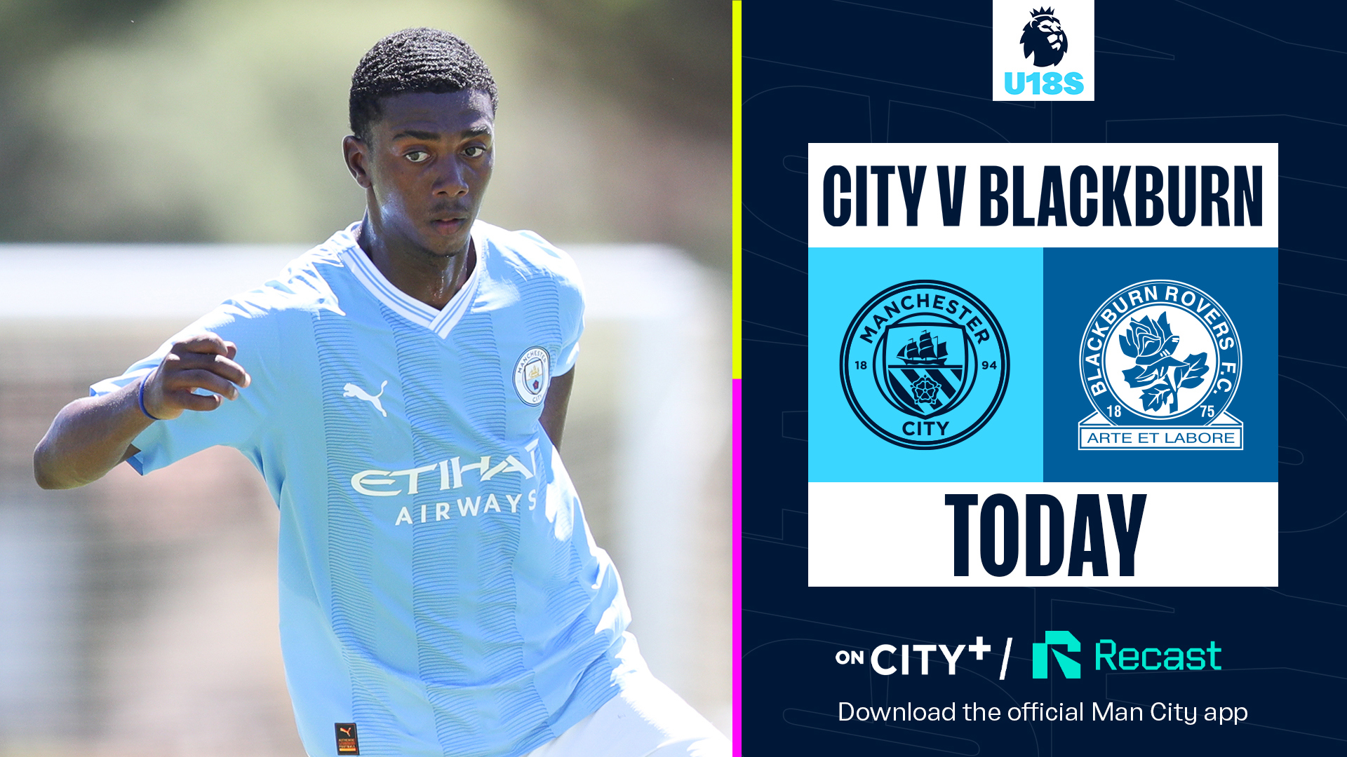 Watch the Under-18s first game of the 2023/24 season live on CITY+ and Recast