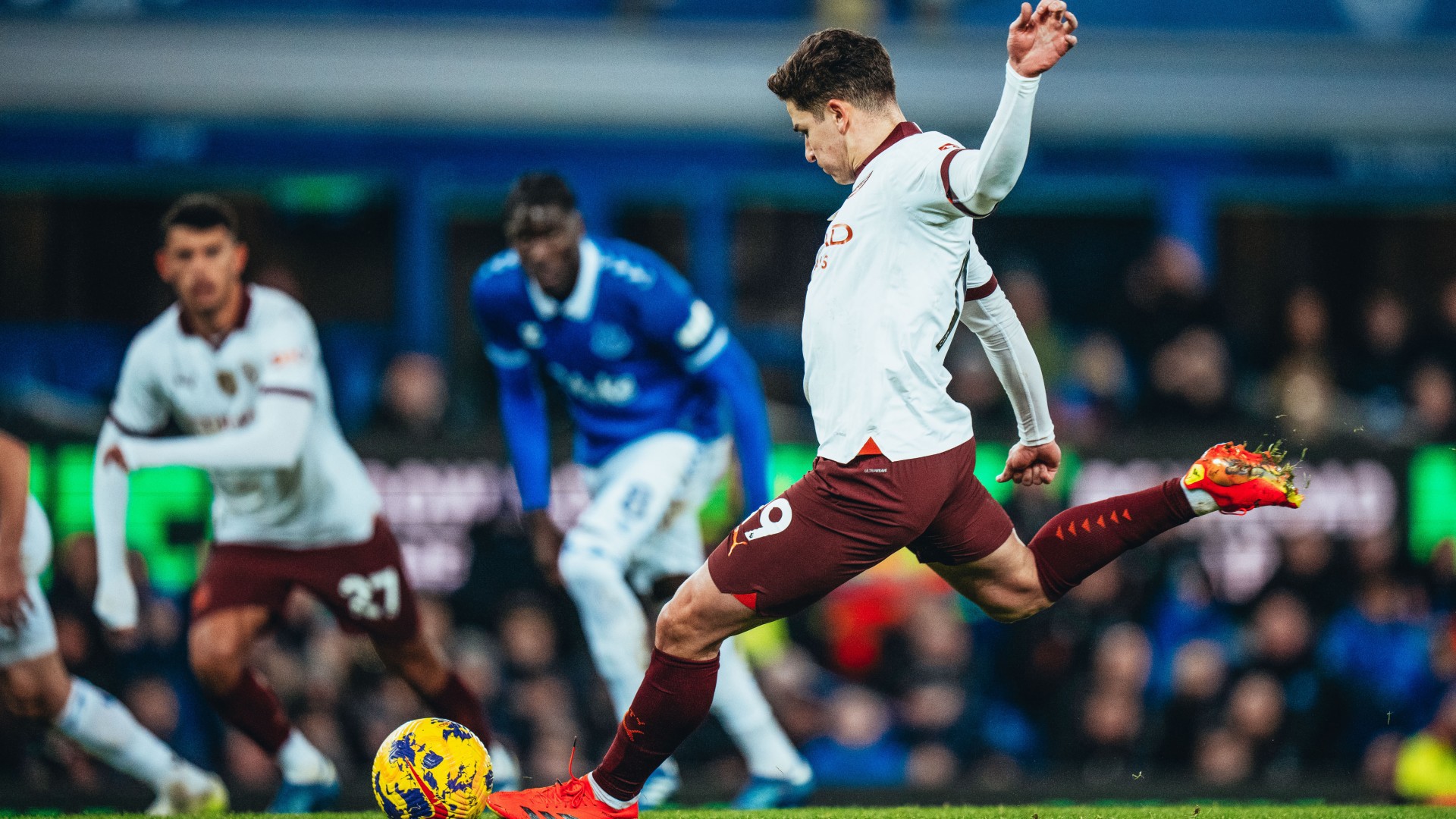 SPOT ON: Julian Alvarez fires home from the penalty spot.
