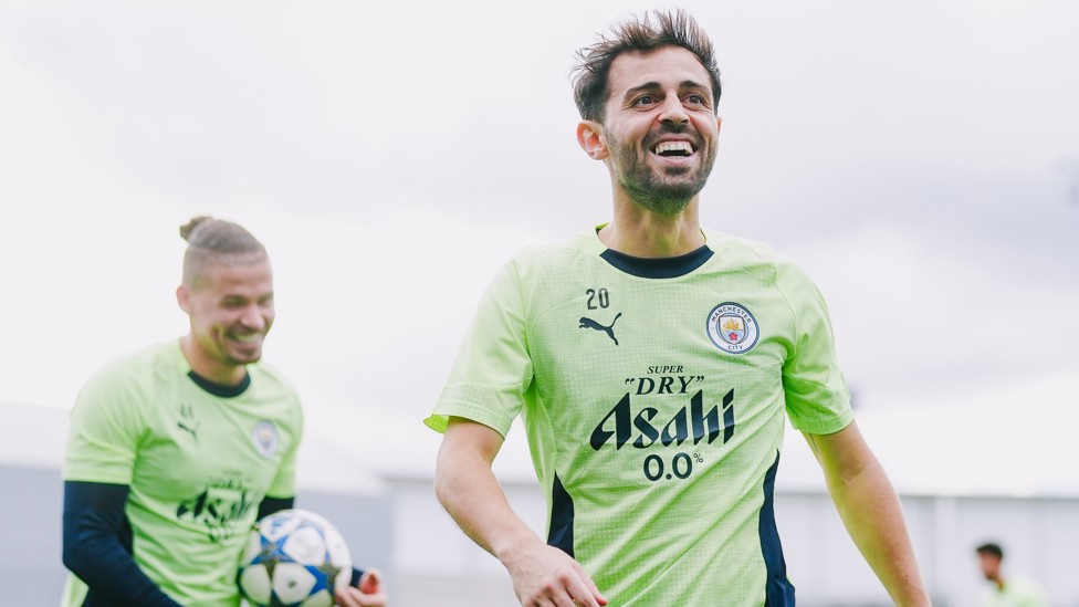 CAPTAIN  : Bernardo Silva in fine spirits.