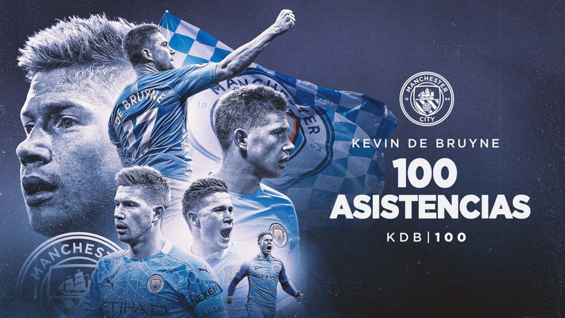 100 asistencias para De Bruyne en el City