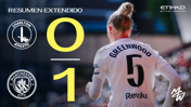 Match highlights showing Charlton vs Manchester City with a score of 0-1. Player with 'Greenwood' on her shirt back shown walking away.