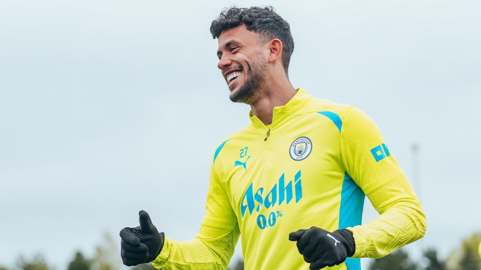 THUMBS UP  : Matheus Nunes in fine spirits. 
