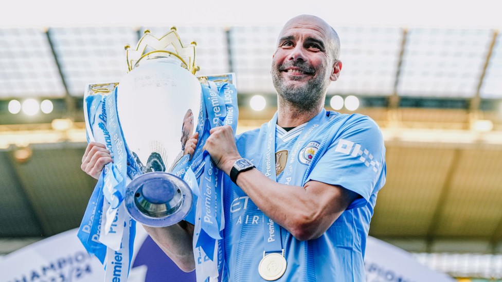 ANOTHER ONE : Guardiola has won an astonishing six Premier Leagues in nine years